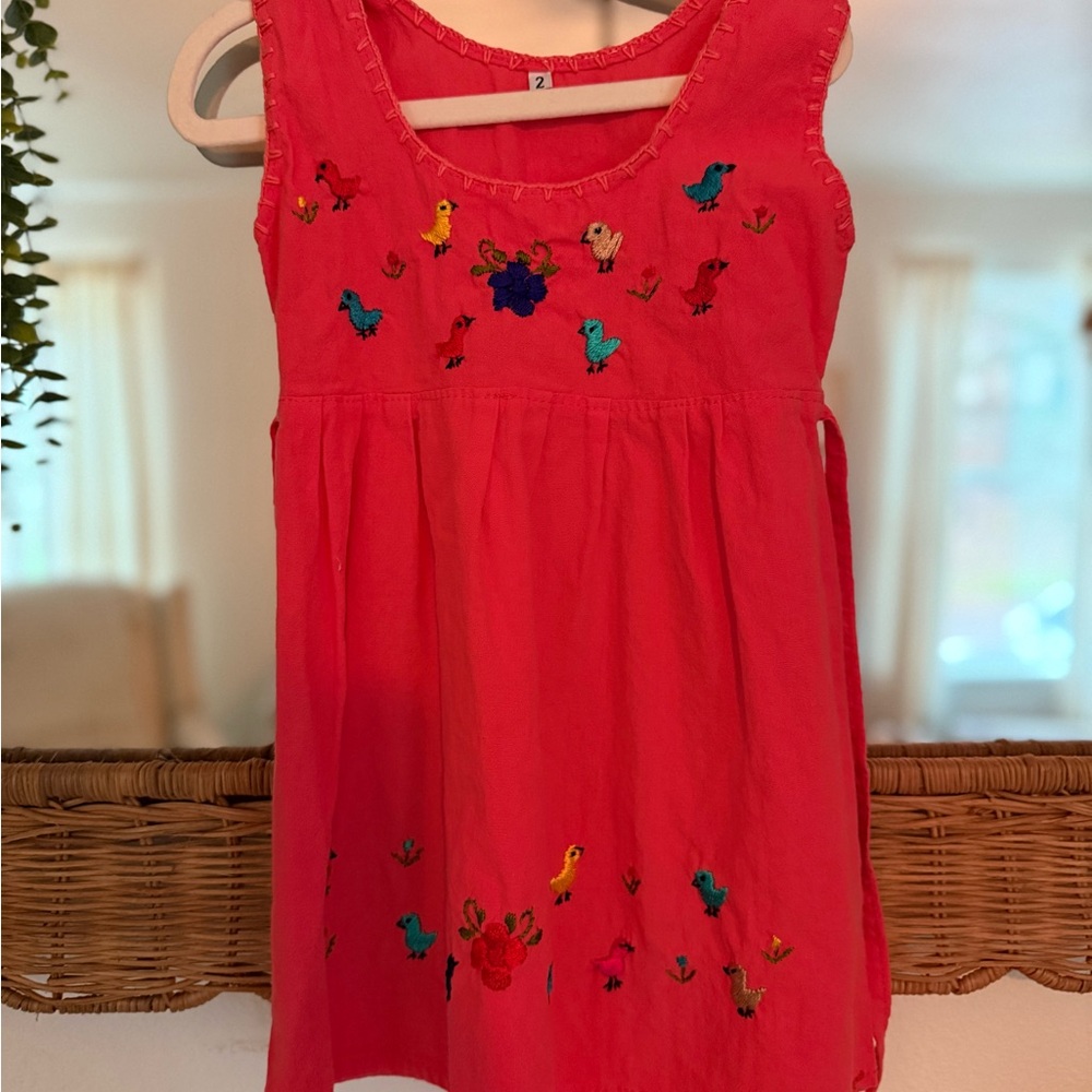 Pink Sleeveless Embroidered Sundress from Guatemala